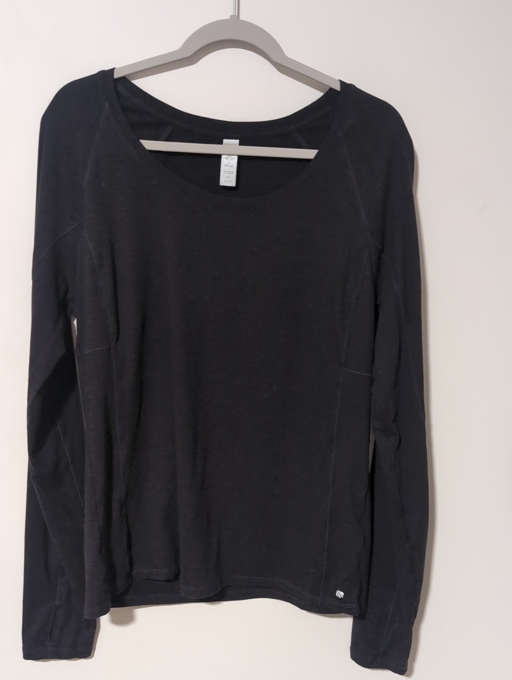 Marika Dark Gray Long Sleeve Scoop Neck Top